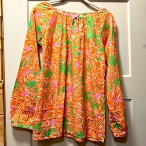Lilly Pulitzer Avocado Green Crush Jemma Tunic-size small long sleeve shirt